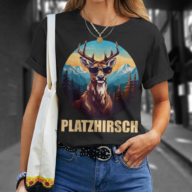 Platzhirsch Beim Wandern Berge T-Shirt Geschenke für Sie