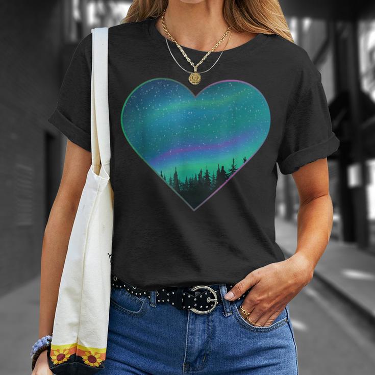 Polar Lights Heart Northern Lights Aurora Borealis T-Shirt Geschenke für Sie