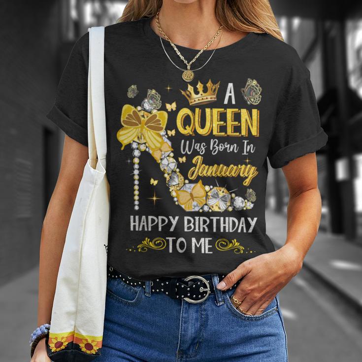 A Queen Was Born In January Happy Birthday T-Shirt Geschenke für Sie