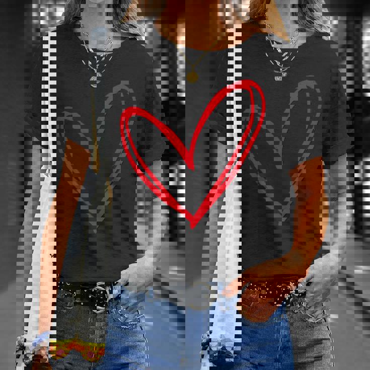 Red Heart Cool Love Heart Graphic Valentines T-Shirt Gifts for Her