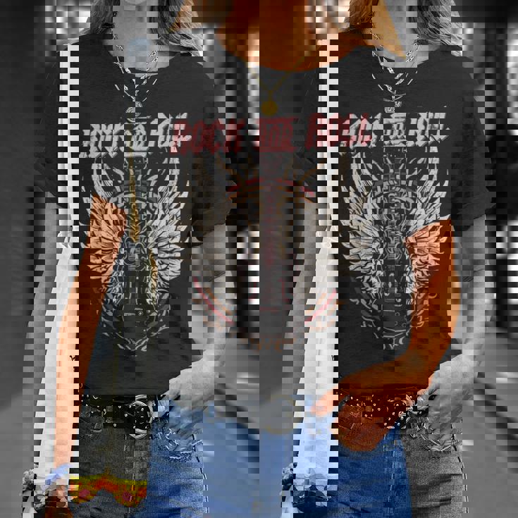 Rock And Roll Guitarraintage Rock Música Camiseta unisex Regalos para ella