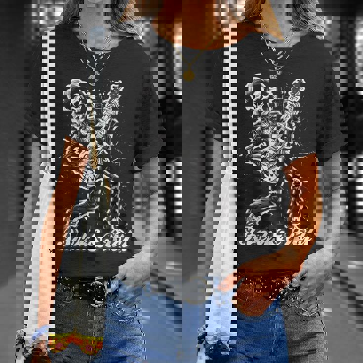 Rockabilly Esqueleto Rock & Roll Esqueleto Rockero Camiseta unisex Regalos para ella