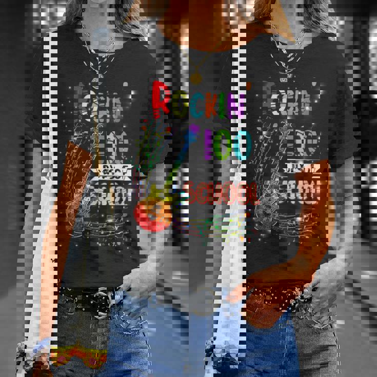 Rockin' 100 Days Of School Guitar Student Music Teacher T-Shirt Gifts for Her Rockin' 100 Days Of School Guitar Student Music Teacher T-Shirt Gifts for Her