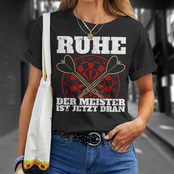 With Ruhe Der Meister Ist Dran Dart Player T-Shirt Geschenke für Sie