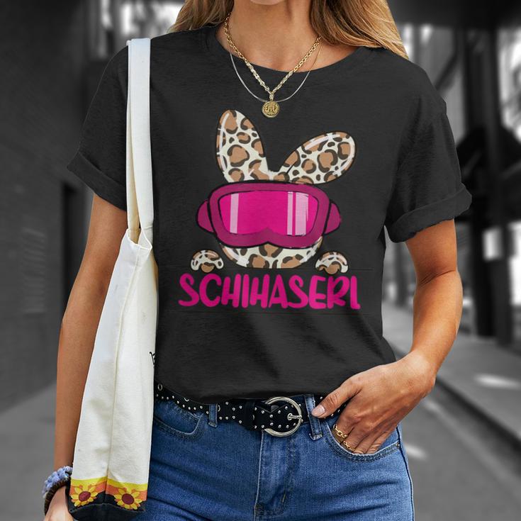 Ski Haserl Skifahrerin Oder Pistenbunny Mit Leoprint T-Shirt Geschenke für Sie