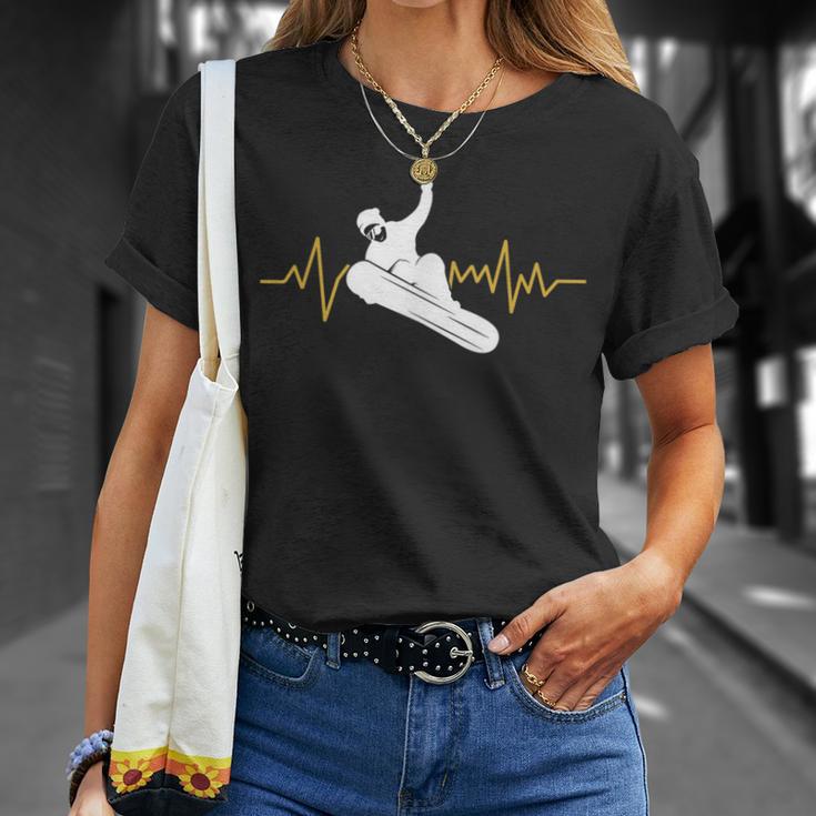 Snowboard Ekg Heartbeat Snowboarding T-Shirt Geschenke für Sie