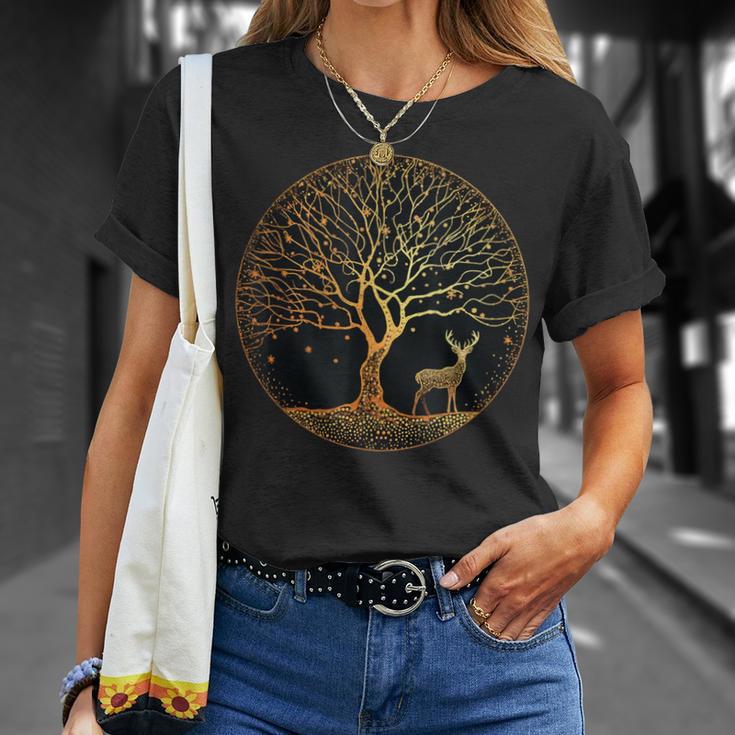 Tree Of Life Tree Of Life Yoga Meditation Tree Deer T-Shirt Geschenke für Sie