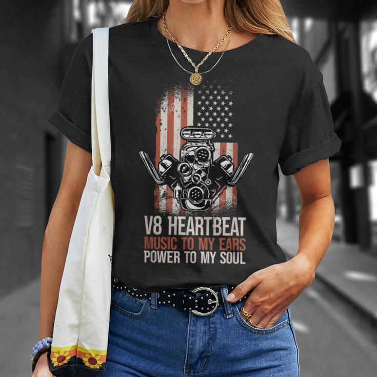 V8 Heartbeat American Muscle Cars Usa Engine8 Muscle Car T-Shirt Geschenke für Sie