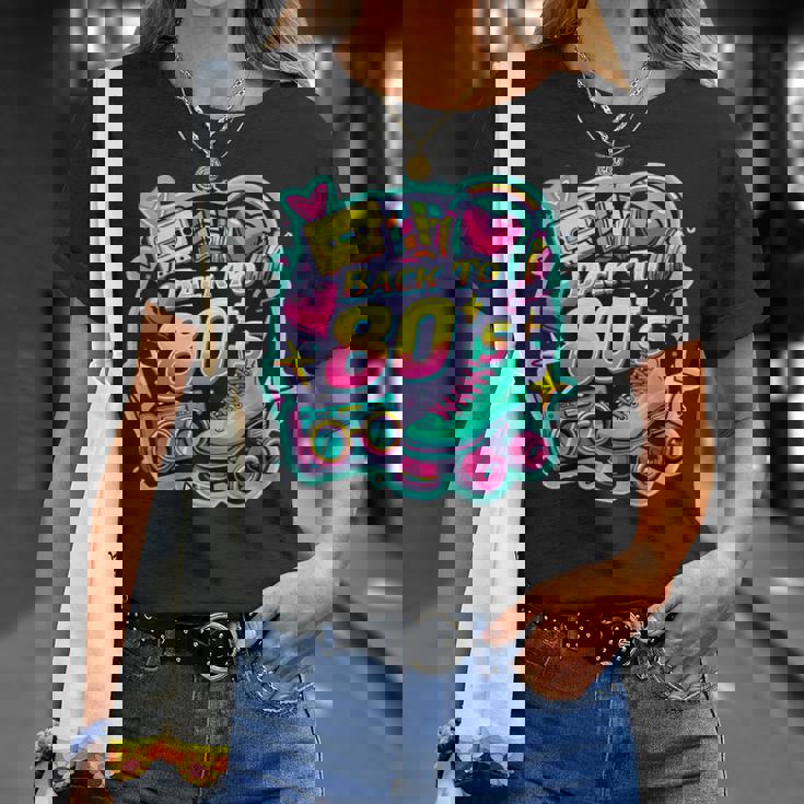 Women's Back To 80S 1980Sintage Style 80S Retro Party Costume With-Neck T-Shirt Geschenke für Sie