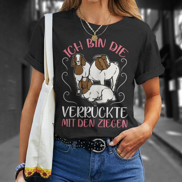 Women's Ich Bin Dieerrückte Mit Den Goat Ich Bin Dieerrückte Mit T-Shirt Geschenke für Sie