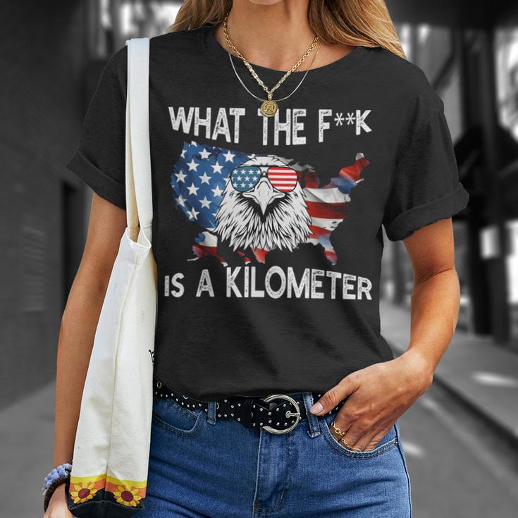 Wtf What The Is A Kilometer George Washington 4Th Of July T-Shirt Geschenke für Sie