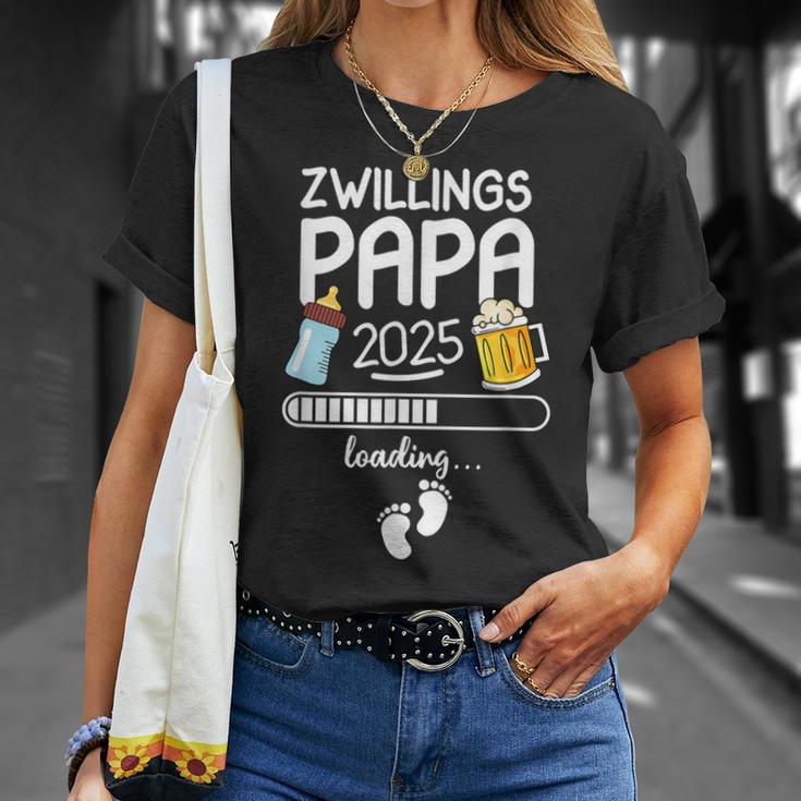 Zwillingspapa 2025 Loading Werdender Papa Announcement T-Shirt Geschenke für Sie