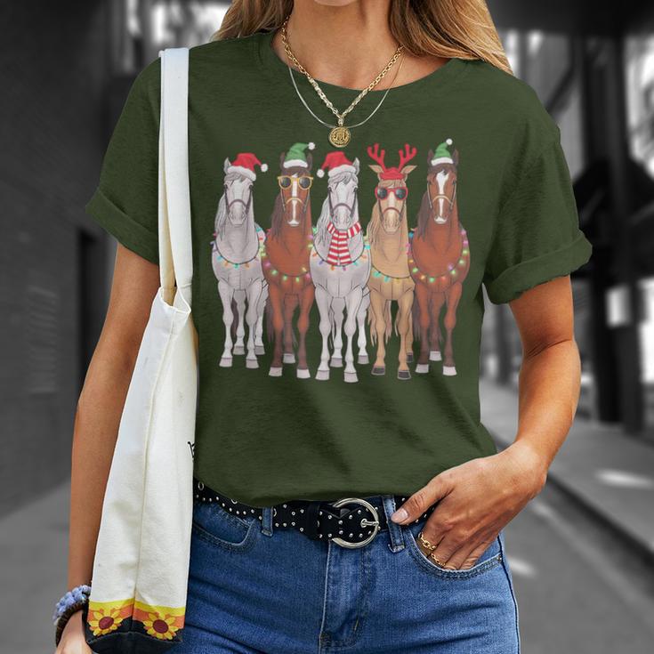 Christmas Horses Winter Pony Riding T-Shirt Geschenke für Sie