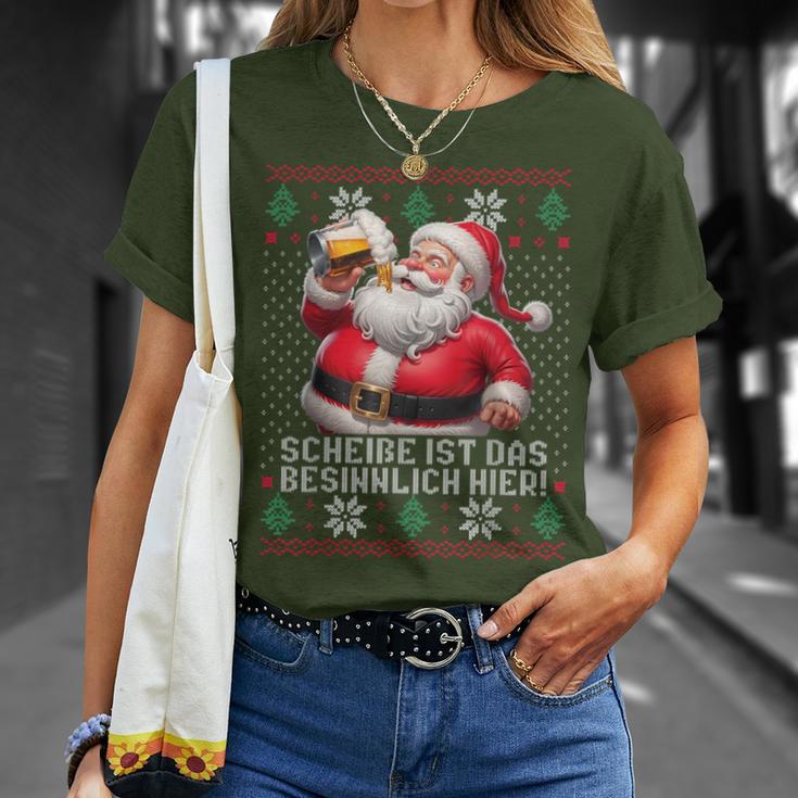 Christmas Santa Beer Scheiße Ist Das Besinnlich Here T-Shirt Geschenke für Sie