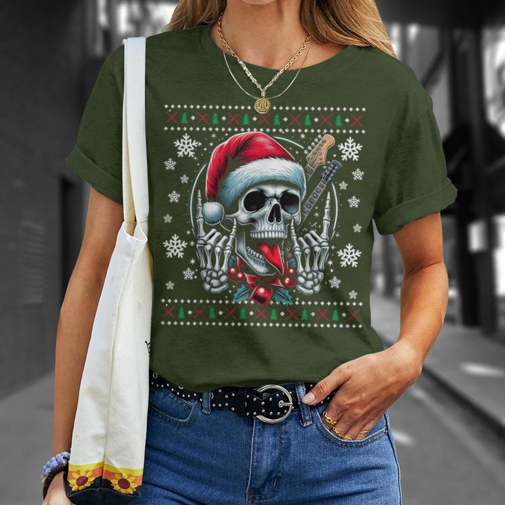 Christmas Skull Ugly Christmas Heavy Xmas Skeleton T-Shirt Geschenke für Sie