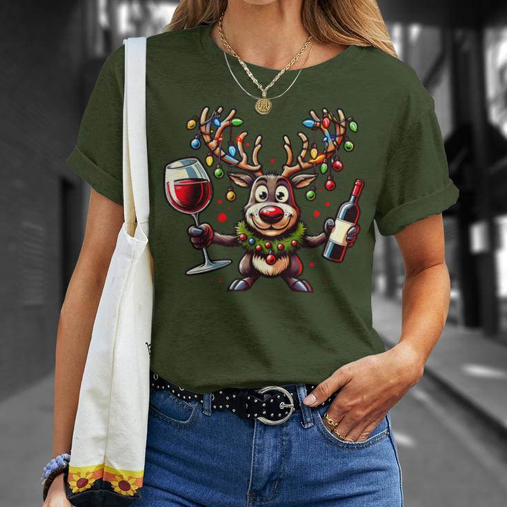 Christmas Wine Lovers Xmas Christmas Reindeer T-Shirt Geschenke für Sie