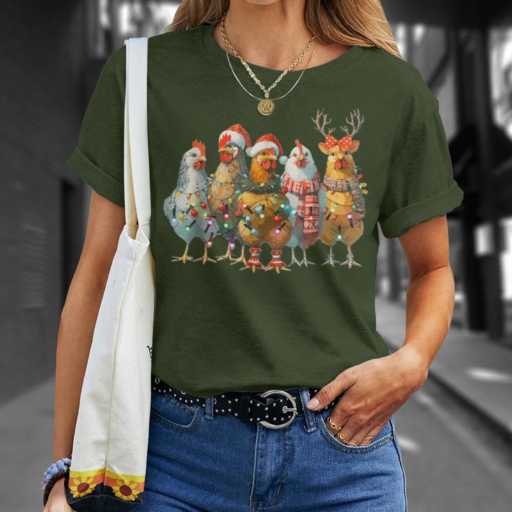 Chicken Christmas Lights Cute Farm Animal T-Shirt Geschenke für Sie