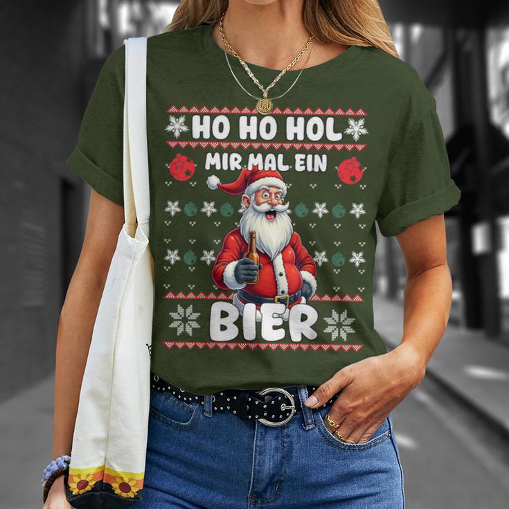 Saying Ho Ho Hol Mir Mal Ein Bier Ugly Christmas T-Shirt Geschenke für Sie