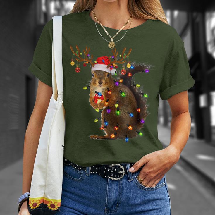 Squirrel Christmas Tree Lights Reindeer Christmas T-Shirt Geschenke für Sie