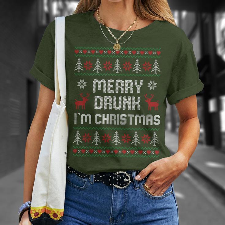 Ugly Christmas Drinking Merry Drunk I'm Christma T-Shirt Geschenke für Sie