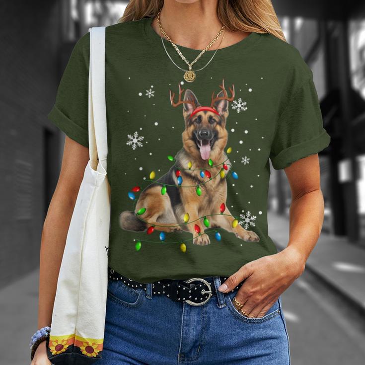 German Shepherd Christmas Tree Lighting Pyjamas Dog Lover Christmas T-Shirt Geschenke für Sie