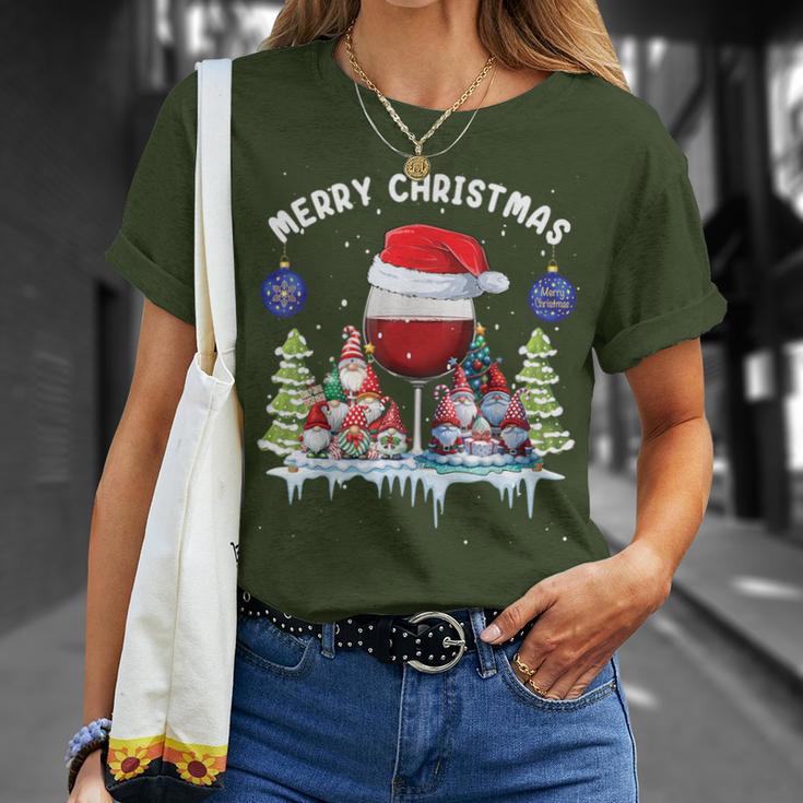 Glass Red Wine Gnome Christmas T-Shirt Geschenke für Sie