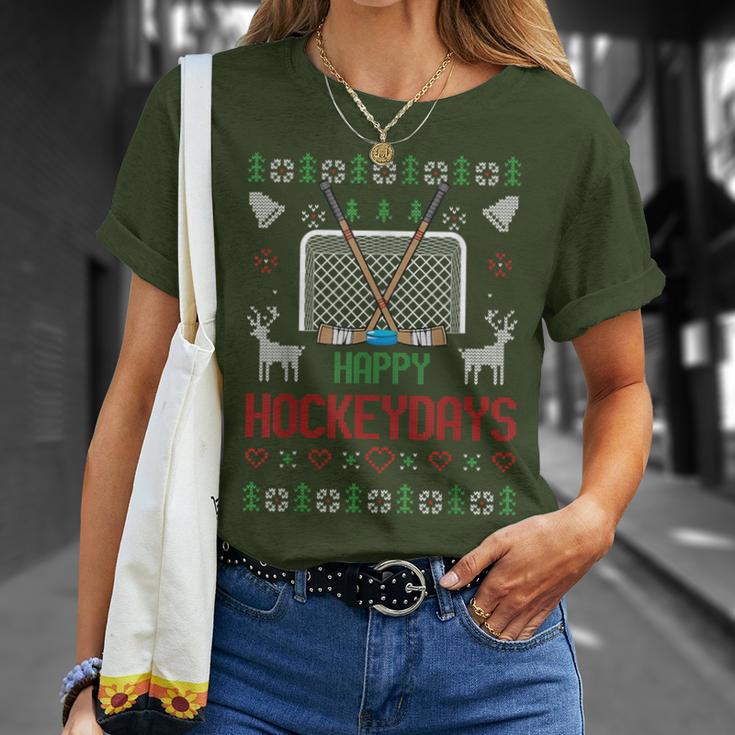 Happy Hockey Days Hockeydays Ugly Christmas Jumper T-Shirt Geschenke für Sie