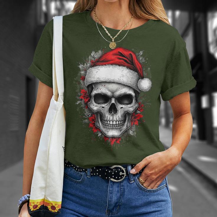 Heavy Xmas Skull With Santa Hat Ugly Hohoho Ho T-Shirt Geschenke für Sie