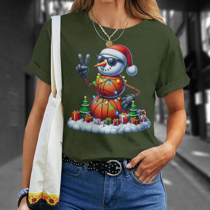 Peace Sign Hand Snowman Basketball Christmas Child T-Shirt Geschenke für Sie