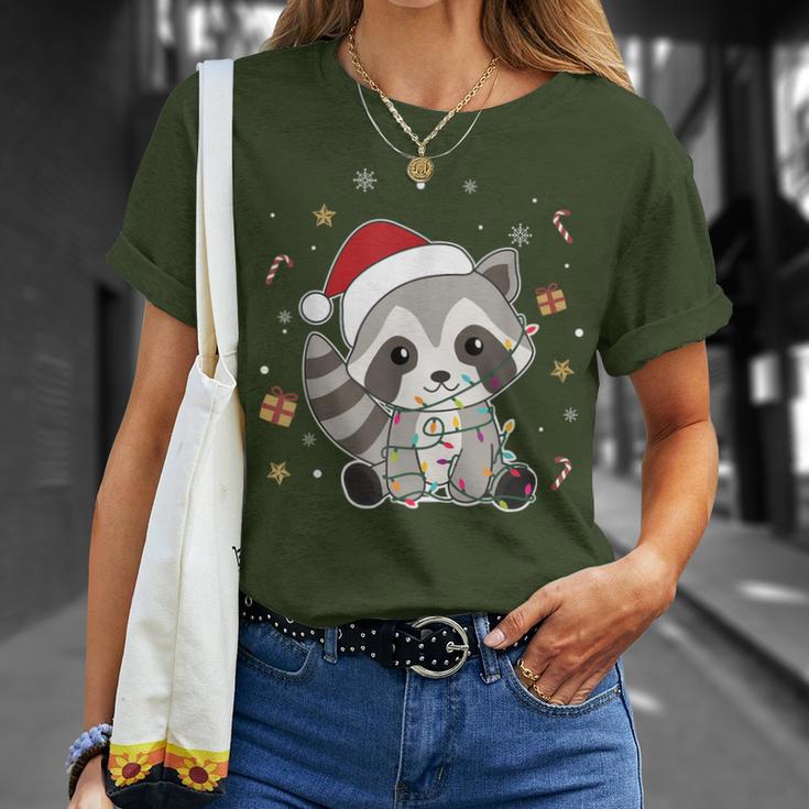 Raccoon Christmas Animals Fairy Lights Raccoon T-Shirt Geschenke für Sie