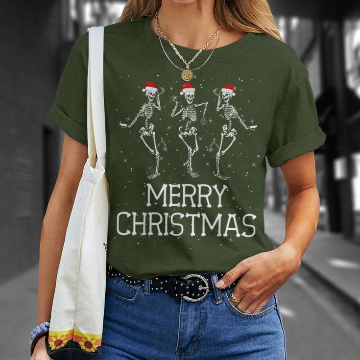 Skeletons Dance With Christmas Hats Merry Christmas Skeleton T-Shirt Geschenke für Sie