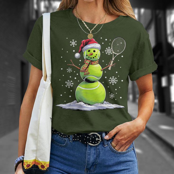 Tennis Snowman Tennis Player Santa Hat Christmas T-Shirt Geschenke für Sie