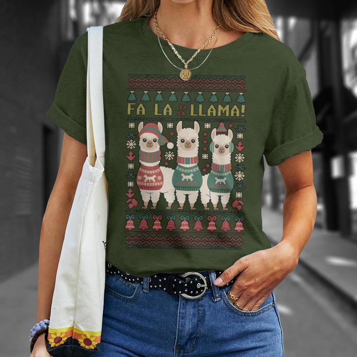 Ugly Christmas Sweater Fa La La Llama Merry Xmas Cute Alpaca T-Shirt Geschenke für Sie