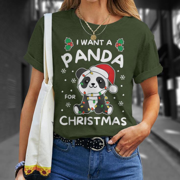 I Want A Panda For Christmas Cute Pandas T-Shirt Geschenke für Sie