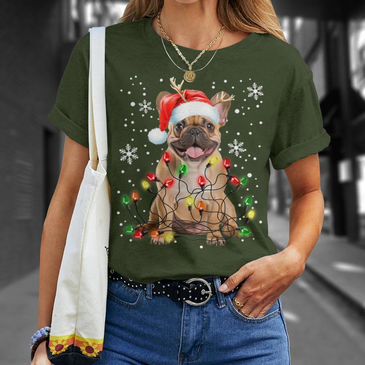 Xmas Lighting Santa French Bulldog Dog Christmas T-Shirt Geschenke für Sie