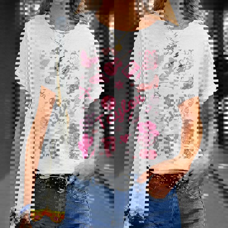 Birthday Girl Groovy Taylor First Name Personalized Heart T-Shirt Gifts for Her