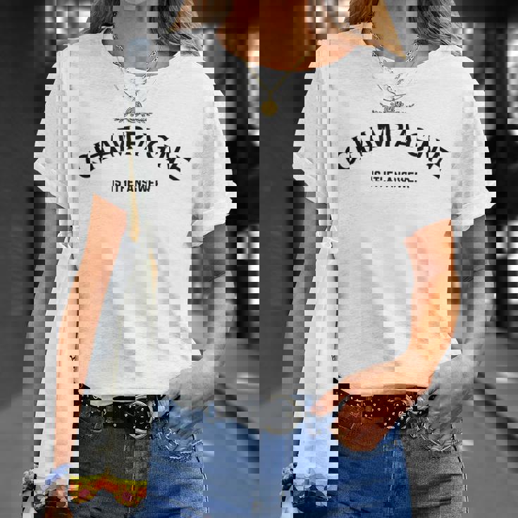 Champagne Is The Answer French Party Fashion Statement Quote T-Shirt Gifts for Her