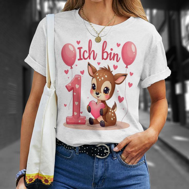 Children's Cute Deer I Am 1 Children's Birthday 1St Birthday Girl T-Shirt Geschenke für Sie