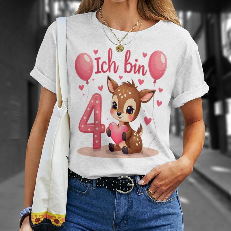 Children's Cute Deer I Am 4 Children's Birthday 4Th Birthday Girl T-Shirt Geschenke für Sie