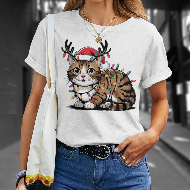 Christmas Children Cat Christmas Lights T-Shirt Geschenke für Sie