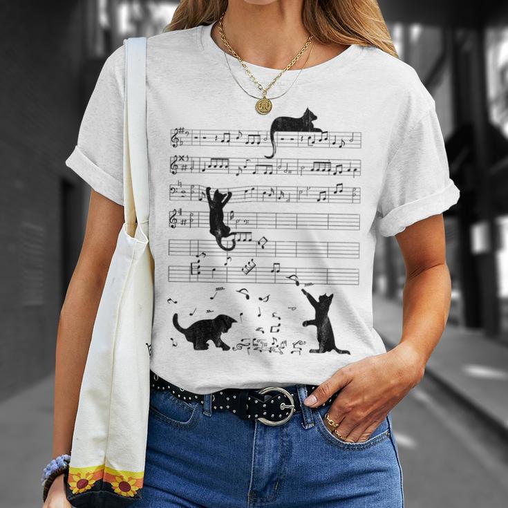 Cute Cat Music Noteintage Notes Musician T-Shirt Geschenke für Sie