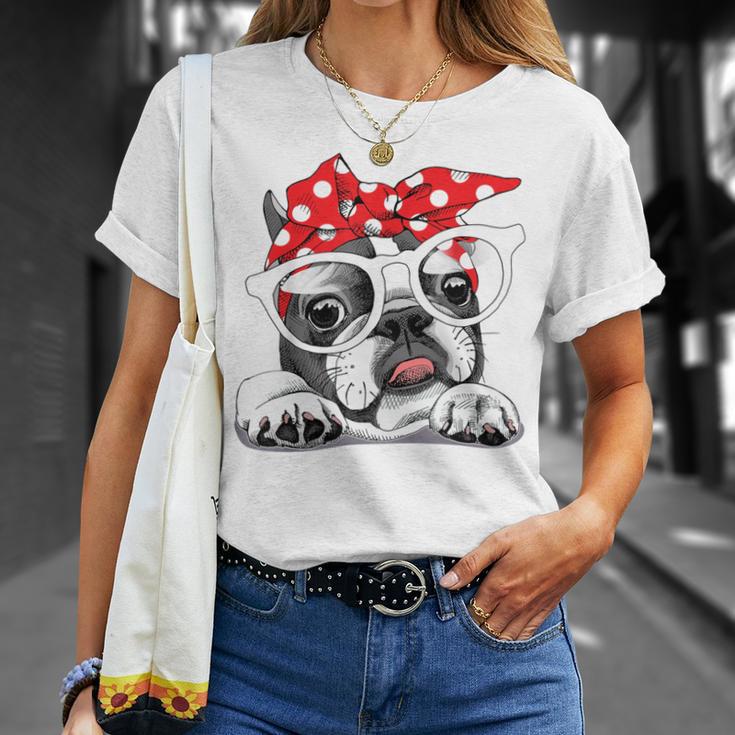 French Bulldog In Headband & Glasses T-Shirt Geschenke für Sie