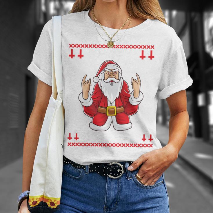 Heavy Metal Christmas Sleigher Hail Santa Claus Rock Music T-Shirt Geschenke für Sie