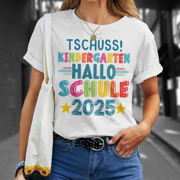 Kinder Tschüss Kindergarten Hallo Schule 2025 Lustig Kita Abgänger T-Shirt Geschenke für Sie