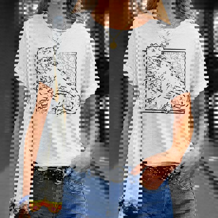 Motivo De Dinosaurio Para Colorear Y Pintar Para Niños Camiseta unisex Regalos para ella