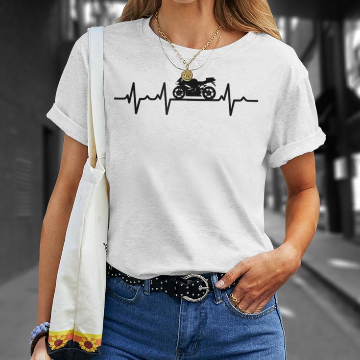 Motorcycle Heartbeat Biker Ecg Heart Rate Motorcycle Biker T-Shirt Geschenke für Sie