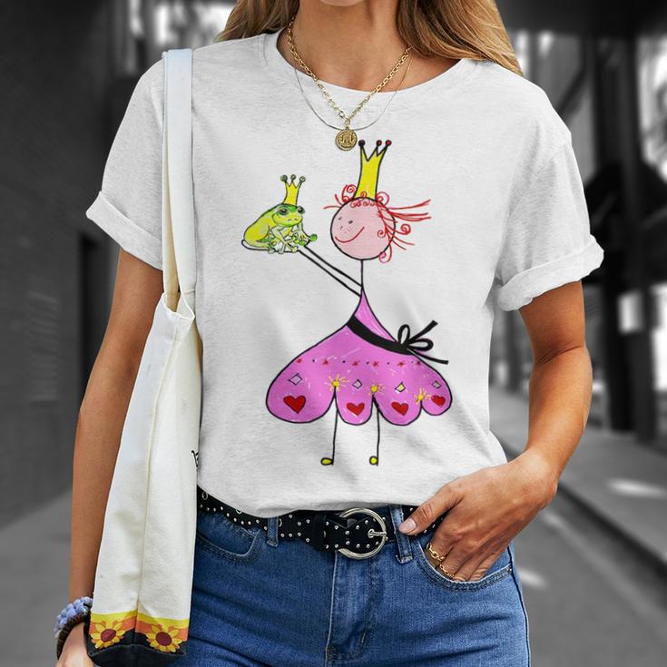 Prinzessin Küsst Den Frog Frog King Motif For Girls Gray T-Shirt Geschenke für Sie