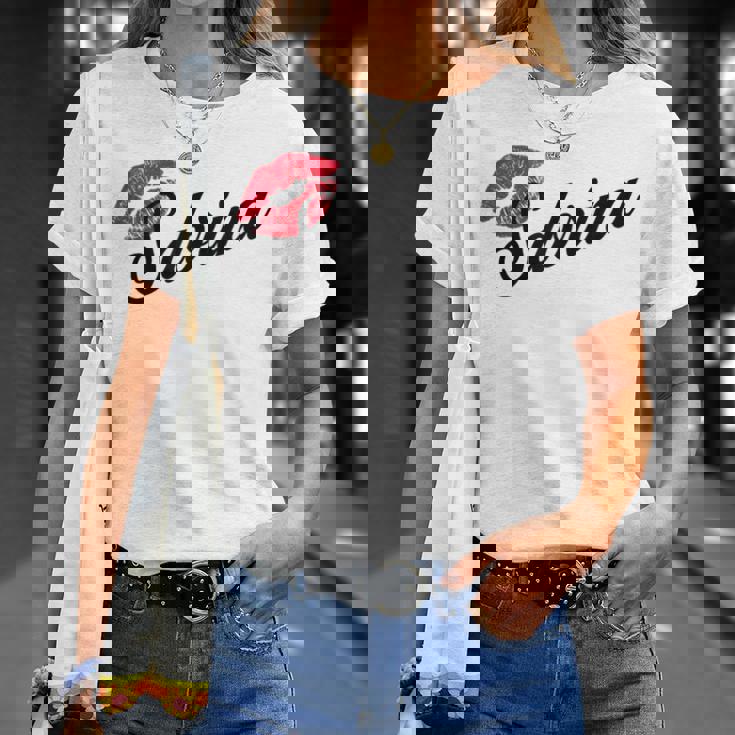 Sabrina Bold Red Lips Personalized Name For And Girls T-Shirt Gifts for Her