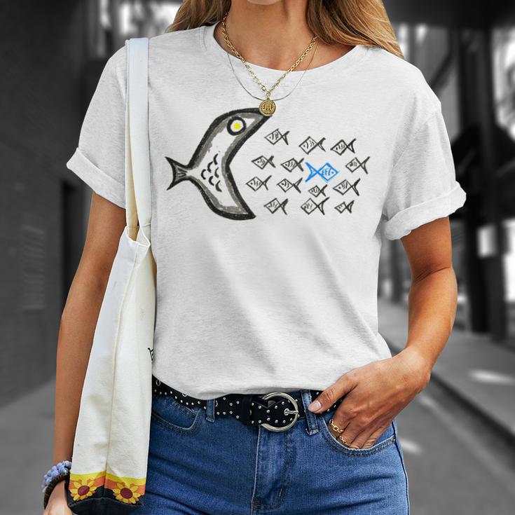 Smilo & Bron With Fish Motif Gray T-Shirt Geschenke für Sie