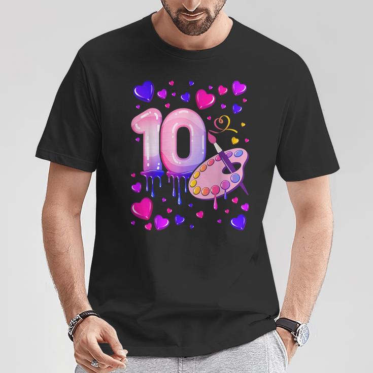 10Th Birthday Girl 10 Years Painting Number 10 T-Shirt Lustige Geschenke